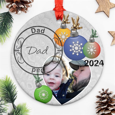 Dad Christmas Ornament By Lil Front