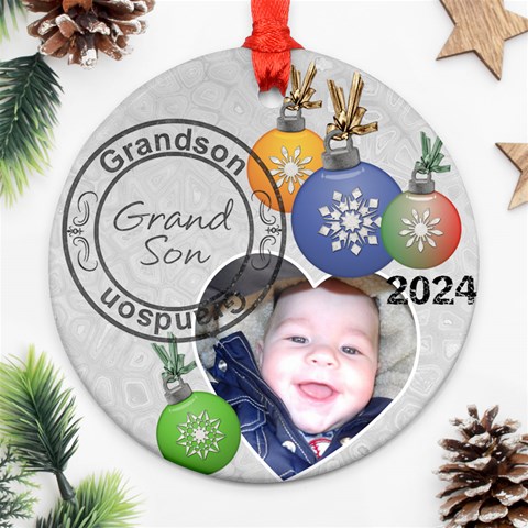Grandson Christmas Ornament By Lil Front