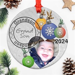 Grandson Christmas Ornament - Round Ornament (Two Sides)