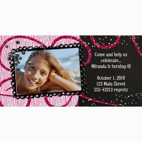 4x8 Zebra Glitter Birthday Photo Card By Mikki 8 x4  Photo Card - 8
