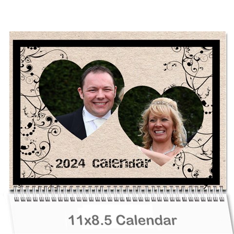 Twin Hearts Neutral Wedding Celebration Calendar 2024 By Catvinnat Cover