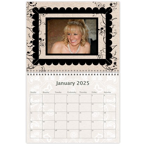 Twin Hearts Neutral Wedding Celebration Calendar 2025 By Catvinnat Jan 2025