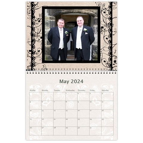 Twin Hearts Neutral Wedding Celebration Calendar 2024 By Catvinnat May 2024