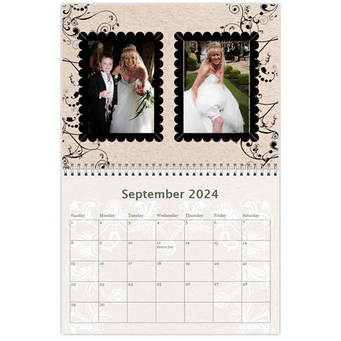Twin Hearts Neutral Wedding Celebration Calendar 2024 By Catvinnat Sep 2024