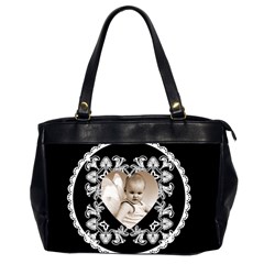 Lacy Heart Black & White oversized office bag - Oversize Office Handbag (2 Sides) Lacy Heart Black & White oversized office bag - Oversize Office Handbag (2 Sides)