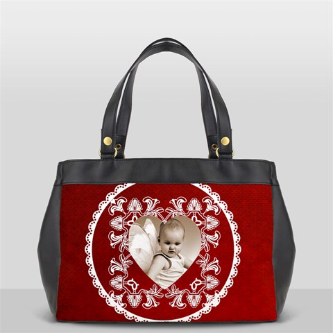 Lacy Heart Valentines Claret Oversized Office Bag By Catvinnat Front