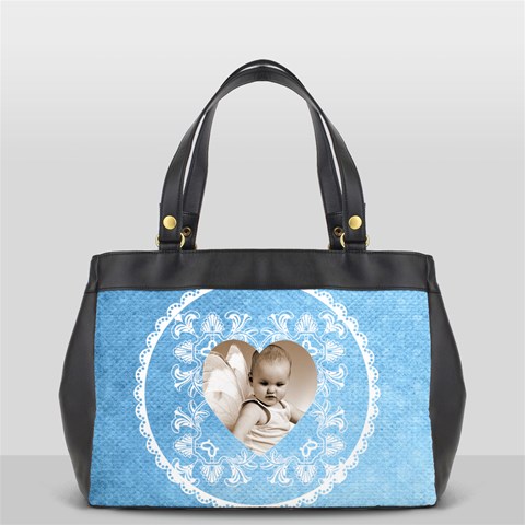 Lacy Heart Sky Blue Oversized Office Bag By Catvinnat Front