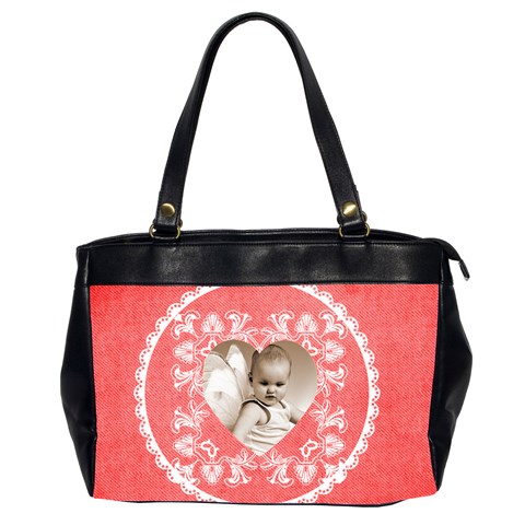 Lacy Heart Red Valentines Oversized Office Bag By Catvinnat Front