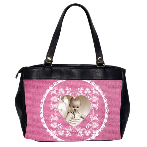 Lacy Heart Deep Pink Oversized Office Bag By Catvinnat Back