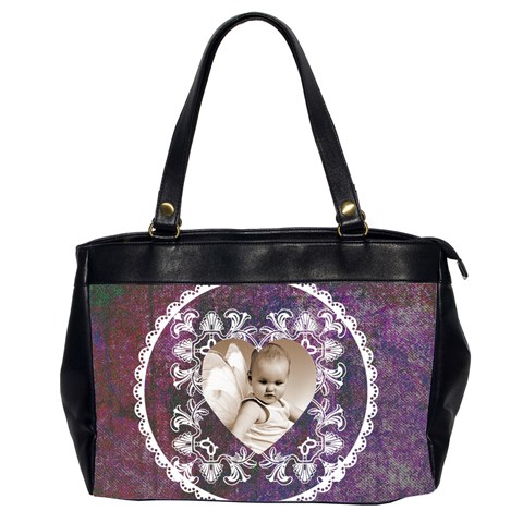 Lacy Heart Deep Purple Oversized Office Bag By Catvinnat Front