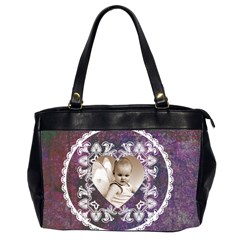 Lacy Heart deep purple oversized office bag - Oversize Office Handbag (2 Sides)
