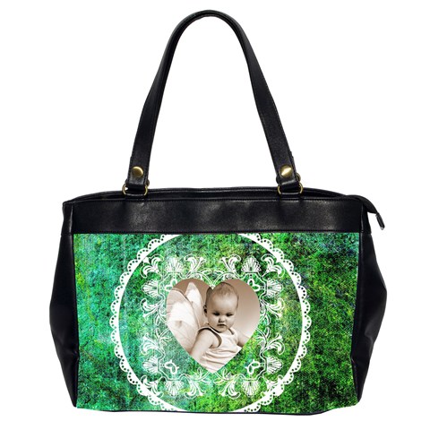 Lacy Heart Deep Green Oversized Office Bag By Catvinnat Front