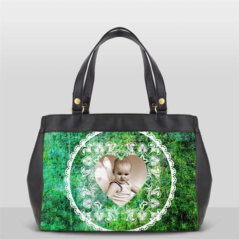 Lacy Heart Deep Green Oversized Office Bag By Catvinnat Back