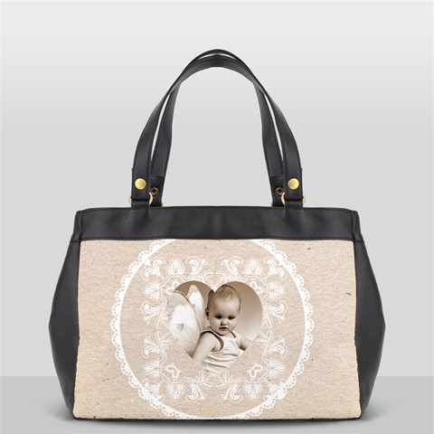 Lacy Heart Latte Oversized Office Bag By Catvinnat Front