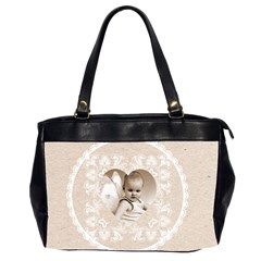 Lacy Heart latte oversized office bag - Oversize Office Handbag (2 Sides)