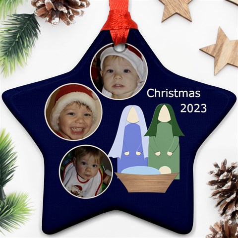 Christmas Nativity Star Ornament By Mim Front