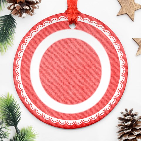 Baby s First Christmas Red & White Round Ornament By Catvinnat Back