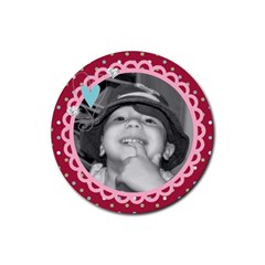 cute photo coaster - Rubber Round Coaster (4 pack)