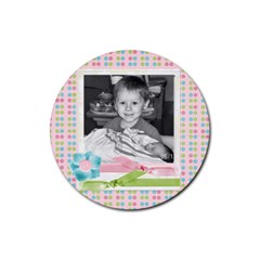 cute photo coaster3 - Rubber Round Coaster (4 pack)