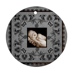 art nouveau grey lace round single side ornament - Ornament (Round) art nouveau grey lace round single side ornament - Ornament (Round)