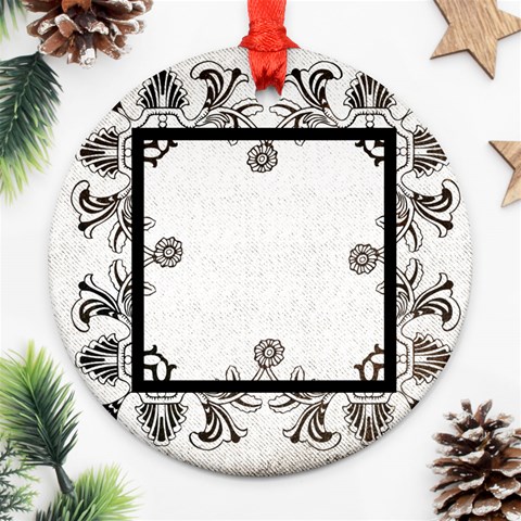 Art Nouveau Monochrome Laceround Single Side Ornament By Catvinnat Front