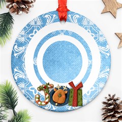 art nouveau joy blue round single side ornament - Ornament (Round)