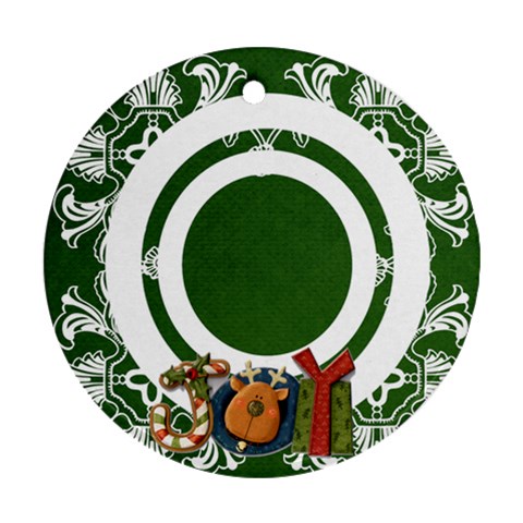 Art Nouveau Joy Hunter Green Round Single Side Ornament By Catvinnat Front