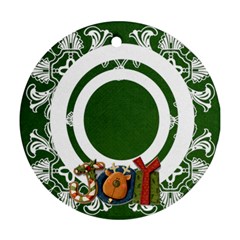 art nouveau joy hunter green round single side ornament - Ornament (Round)