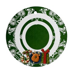 art nouveau joy hunter green round single side ornament - Ornament (Round) art nouveau joy hunter green round single side ornament - Ornament (Round)