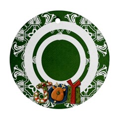 art nouveau joy hunter green round single side ornament - Ornament (Round)