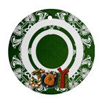 art nouveau joy hunter green round single side ornament - Ornament (Round)