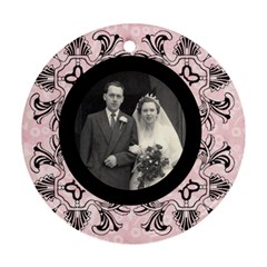 art nouveau black & pink round single side ornament - Ornament (Round)