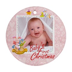 blanky bunny pink baby s first christmas round ornament - Ornament (Round)