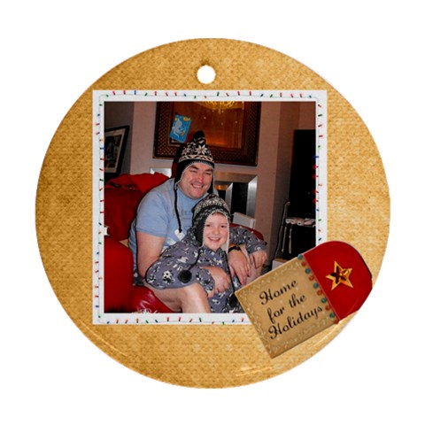 Home For The Holidays Christmas Round Ornament By Catvinnat Front