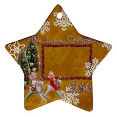 angels on reindeer 2010 ornament 55 - Ornament (Star)