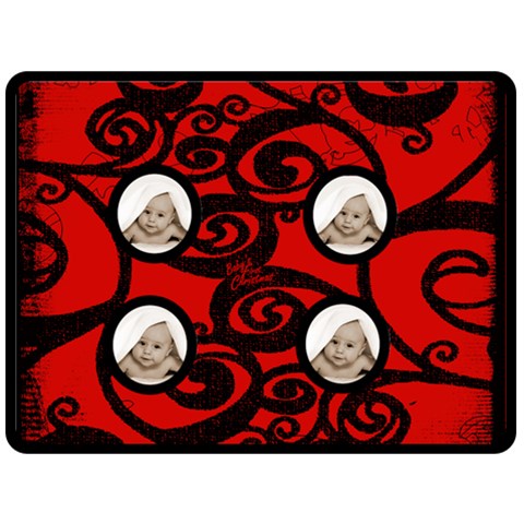 Baby[s First Christmas Black & Red Funky Fleece By Catvinnat 80 x60  Blanket Front