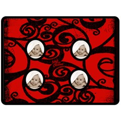 Baby[s First Christmas Black & Red Funky Fleece - Fleece Blanket (Large)