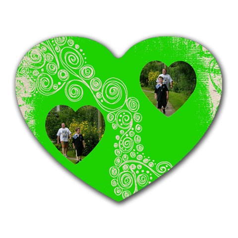 Twin Hearts Key Lime Heart Mousemat By Catvinnat Front