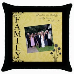 Family Throw Cushion #2 - Throw Pillow Case (Black)