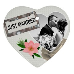Just Married Ornament - Heart Ornament (Two Sides)