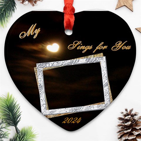 My Heart Sings For You White2  Ornament By Ellan Front