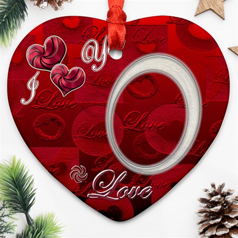I Heart You Pink7 Christmas Ornament By Ellan Front