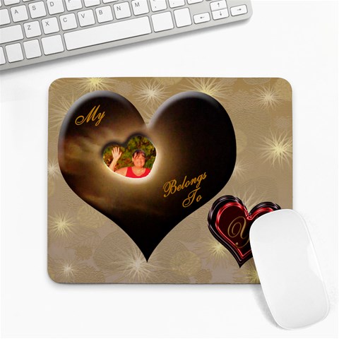 I Heart Belongs To You Heart Large Mousepad By Ellan Front