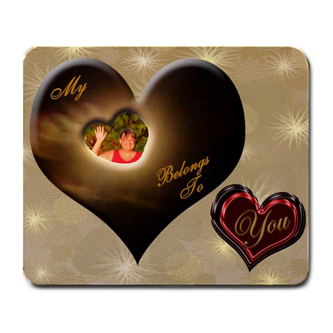 I Heart Belongs To You Heart Large Mousepad By Ellan Front