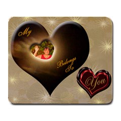 I Heart belongs to you heart Large Mousepad