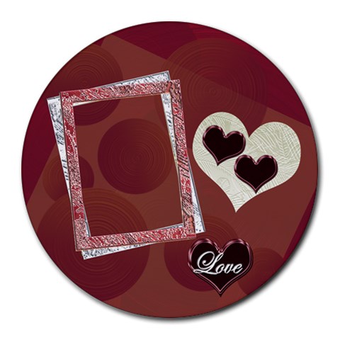 Two Hearts In One Round Mousepad By Ellan Front