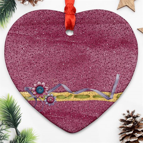 Glitter & Flowers Ornament By Mikki Front