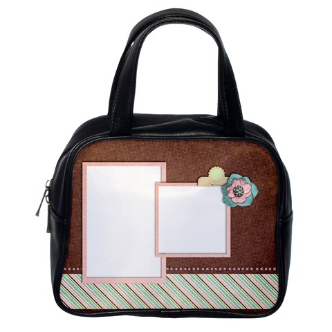 Pink, Blue & Brown Handbag By Mikki Back