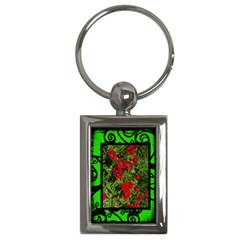 Fantasia Classic Green Poppies Frame Keyring