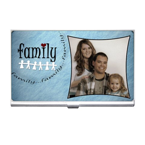 Family Business Card Holder Blue By Amanda Bunn Front